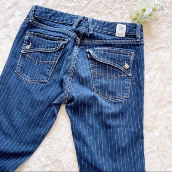 Agave Nectar Boot Cut Slim Fit Pinstriped Jeans 27 - Picture 2 of 6